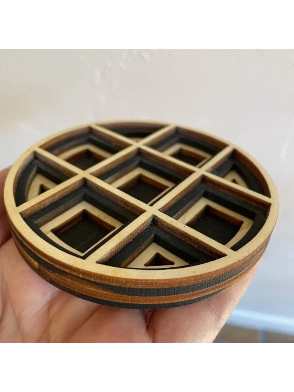 Baltic-by-Design Handmade Wood Coasters Set Of 4 Laser Cut Geometric Artisan
